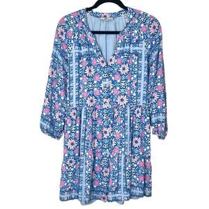 Vineyard Vines Bloom Scarf Print Long Sleeve Mini Dress